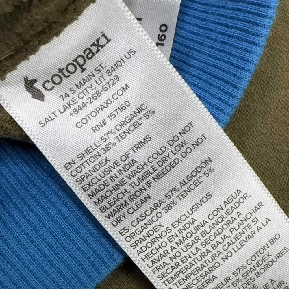 Cotopaxi Bandera Sweatshirt Crewneck Men's Large Blue Colorblock Organic LOGO‎